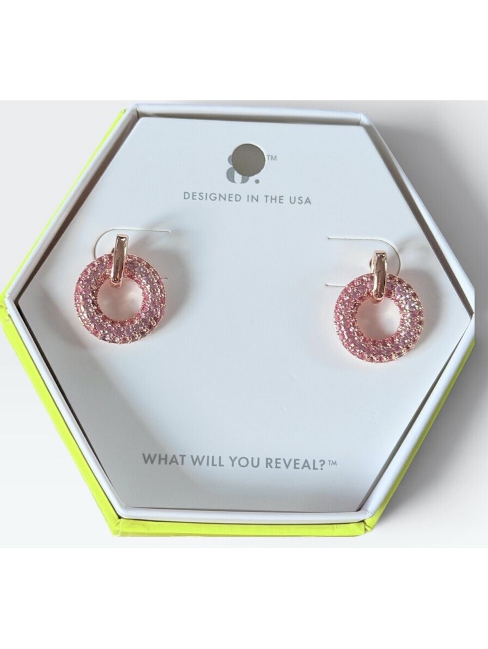 Bomb Party Earrings "Disco Hoops" Pink Sapphire on Rose Gold ER24821